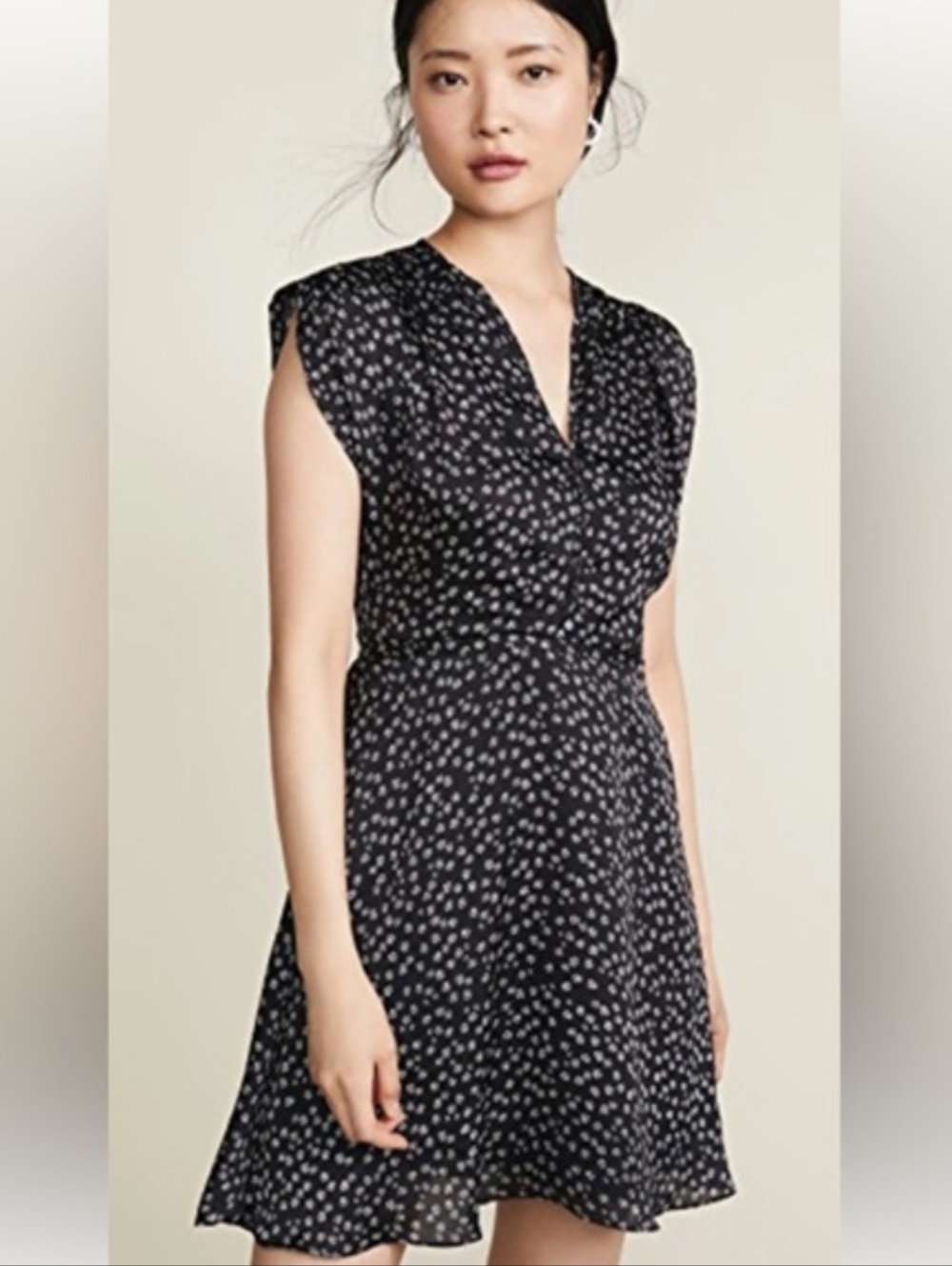 Equipment Danette Black Dainty Floral V-Neck Mini Dress Size 0